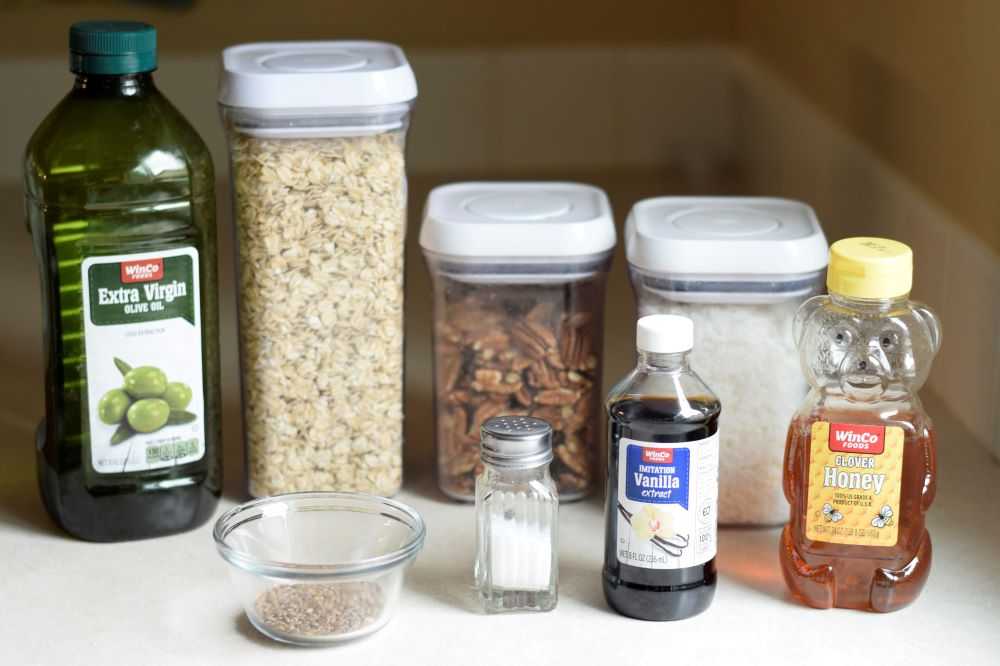 Ingredients to make homemade granola