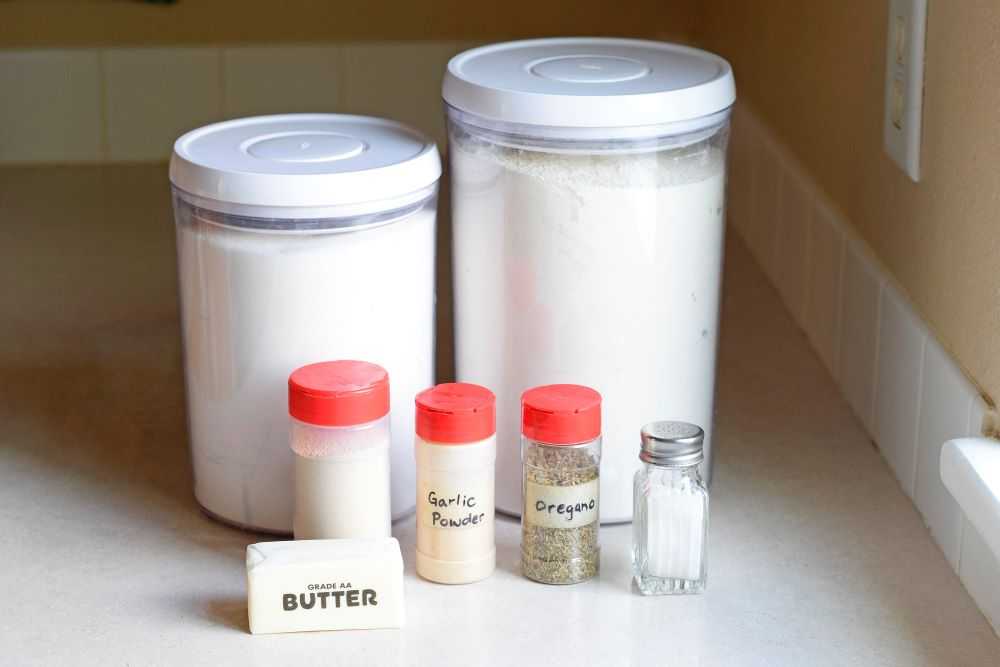Ingredients for soft garlic breadsticks