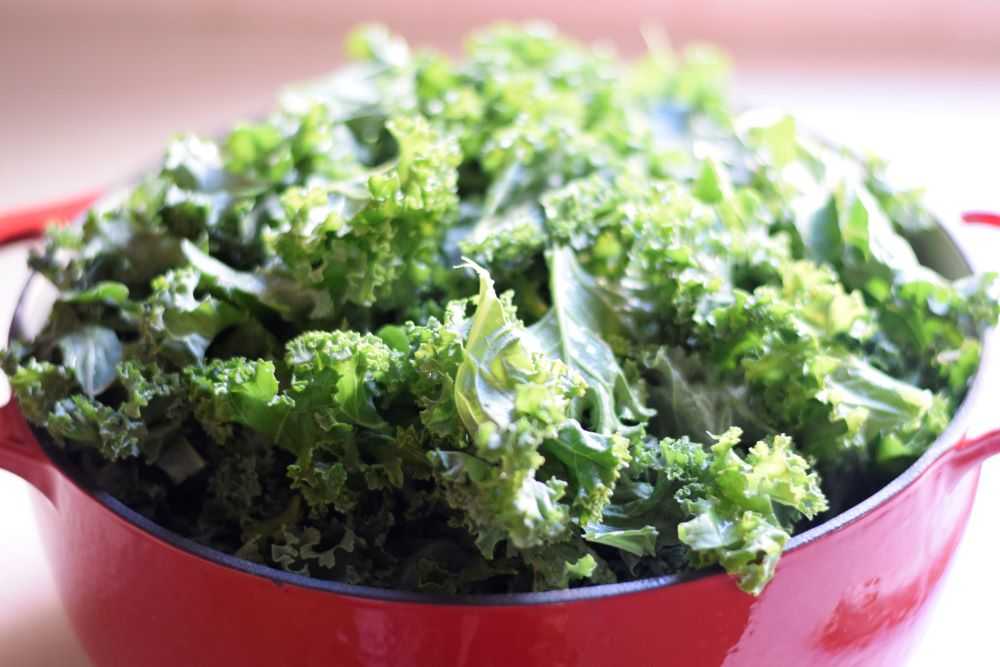 The kale might not all fit in the pot