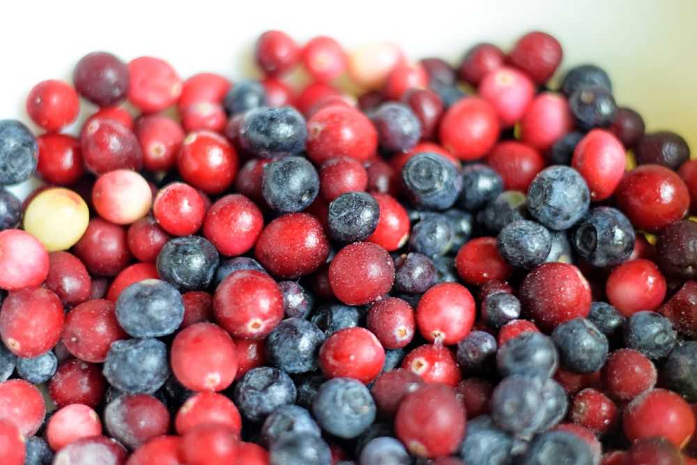 Cranberries and blueberries