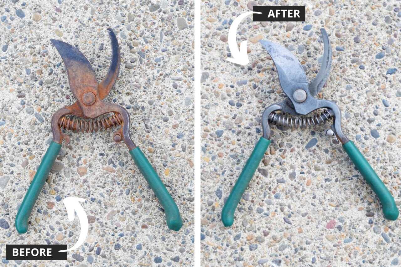 How to easily clean rusty pruners