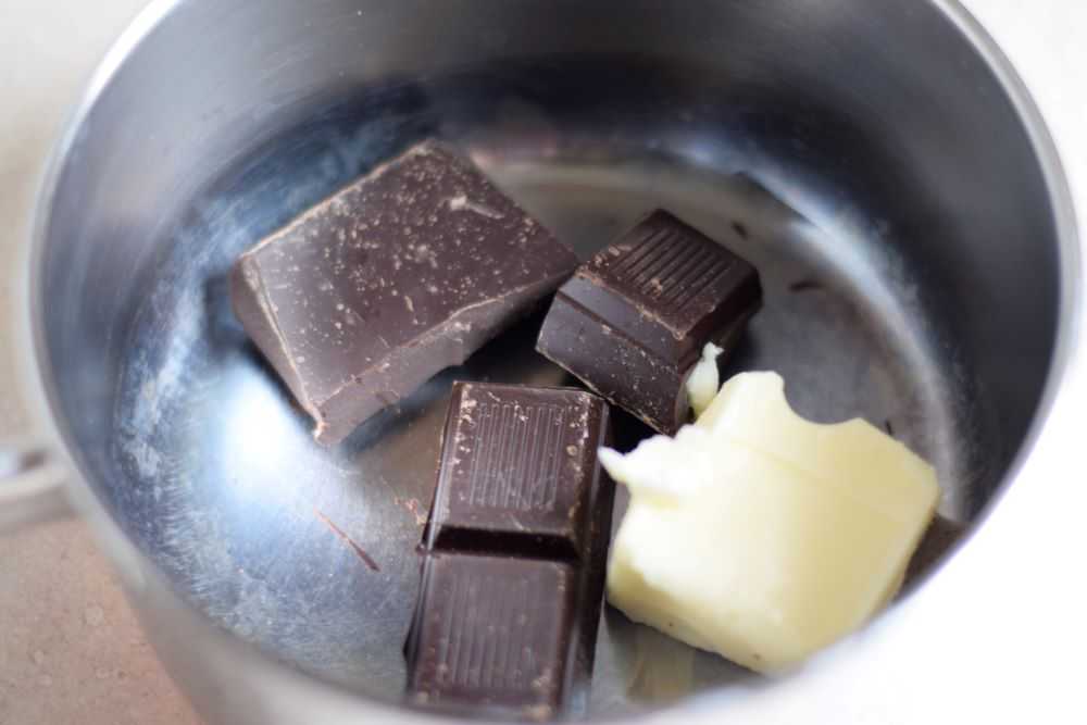chocolate and butter in a saucepan