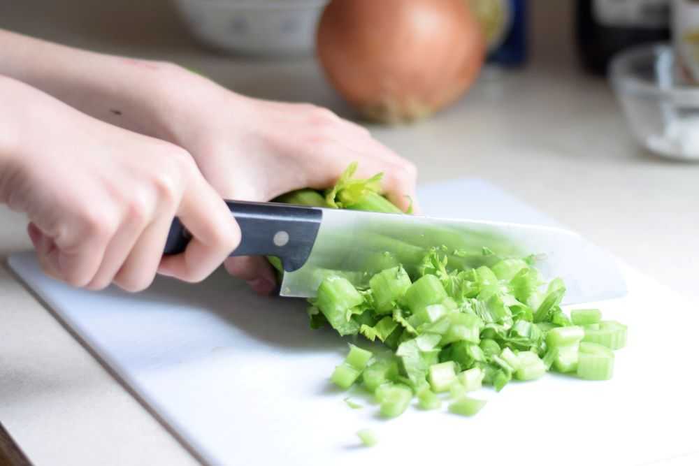 chopping celery