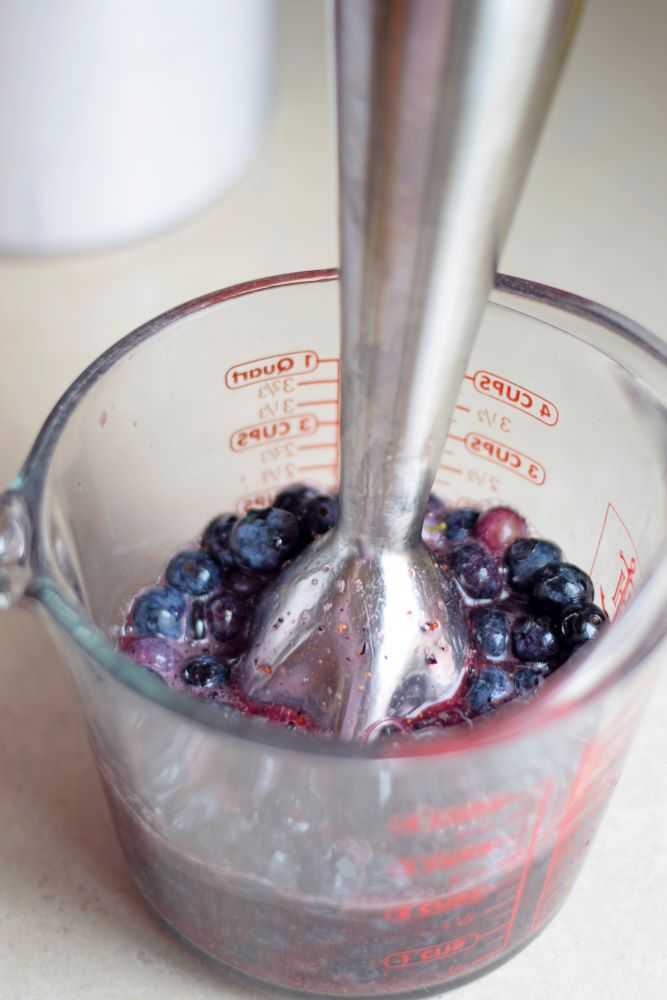 puree blueberries with immersion blender
